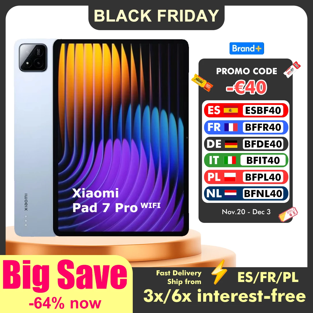 تابلت Xiaomi Pad 7 Pro 8GB/256GB 12GB/512GB كاميرا خلفية 50 ميجابكسل بطارية Snapdragon 8S Gen 3 8850 مللي أمبير في الساعة