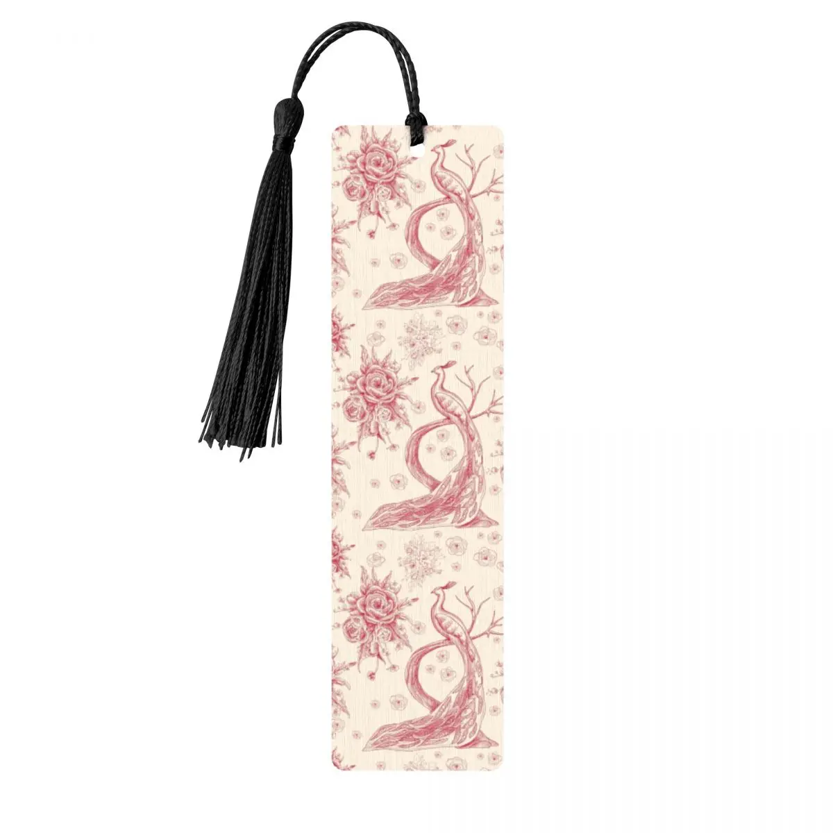 

Funny Toile De Jouy Rose Wooden Book Mark with Charm French Motif Flora Pagination Mark Office School Supplies Stationery