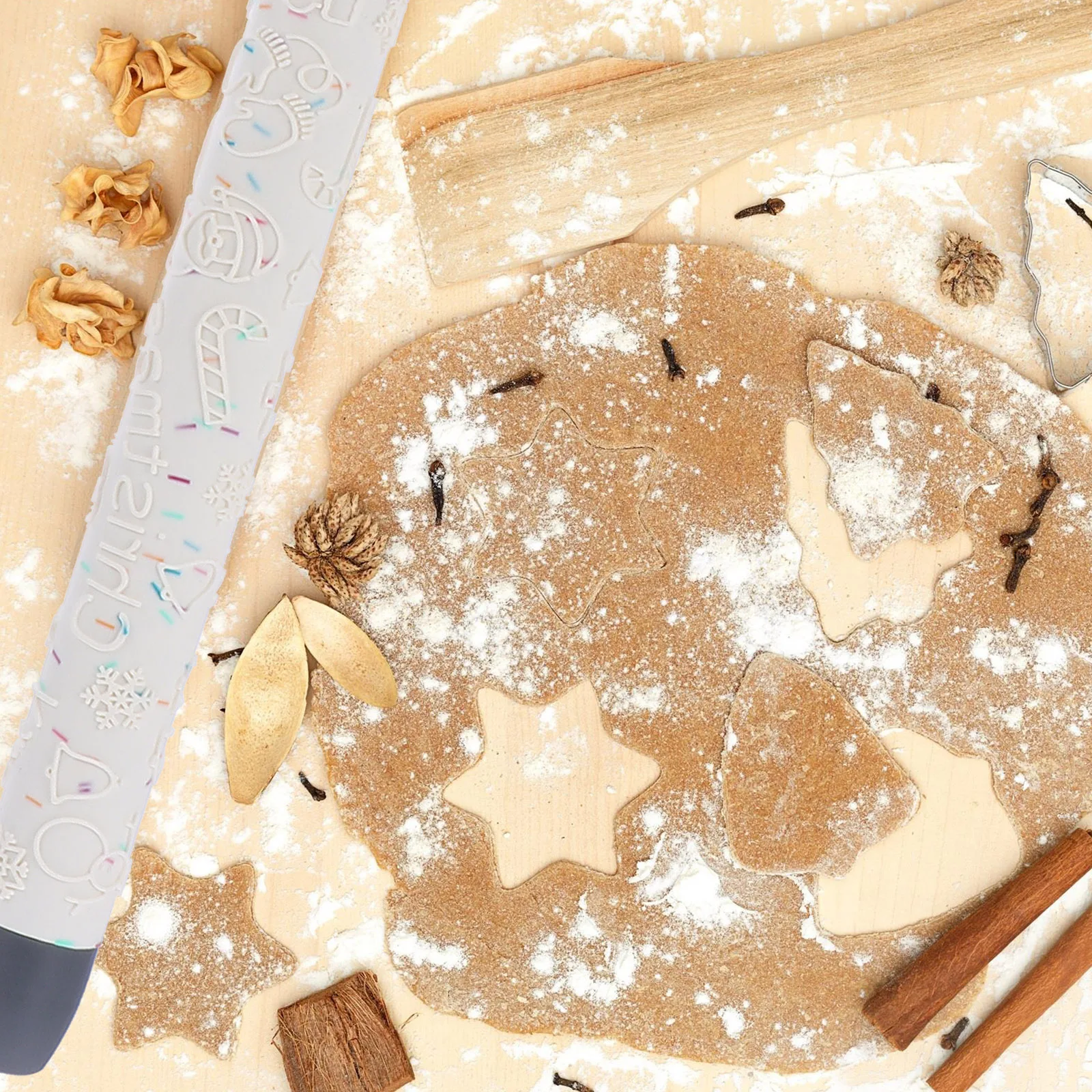

Christmas Rolling Silicone H Kitchen Rolling Pin Tool for Pastry Noodles Pizza Bread Making Process