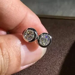Minimalist Piercing Stud Earrings for Women/Men Inlaid White CZ Silver Color/Gold Color Simple Classic Jewelry