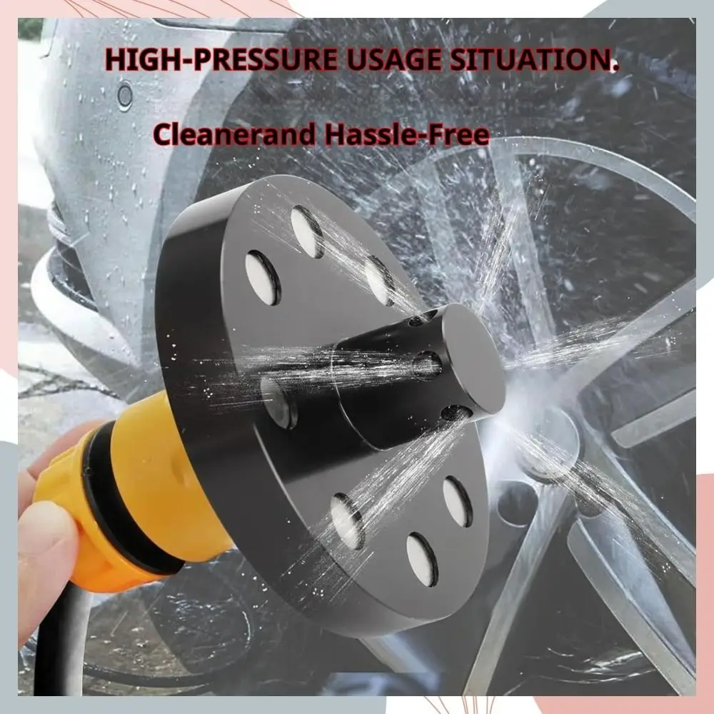 طقم تنظيف الهيكل المغناطيسي على شكل حرف O 6 منافذ مياه 360 درجة °   فوهة الغزل لتنظيف السيارة على شكل حرف O مع اقتران سريع