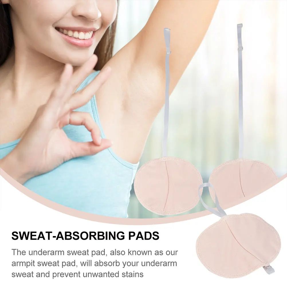2Pairs Underarm Sweat Pads Non Visible Soft Comfortable Reusable Sweat Absorbing Cotton Pads for Summer Antiperspirant Use