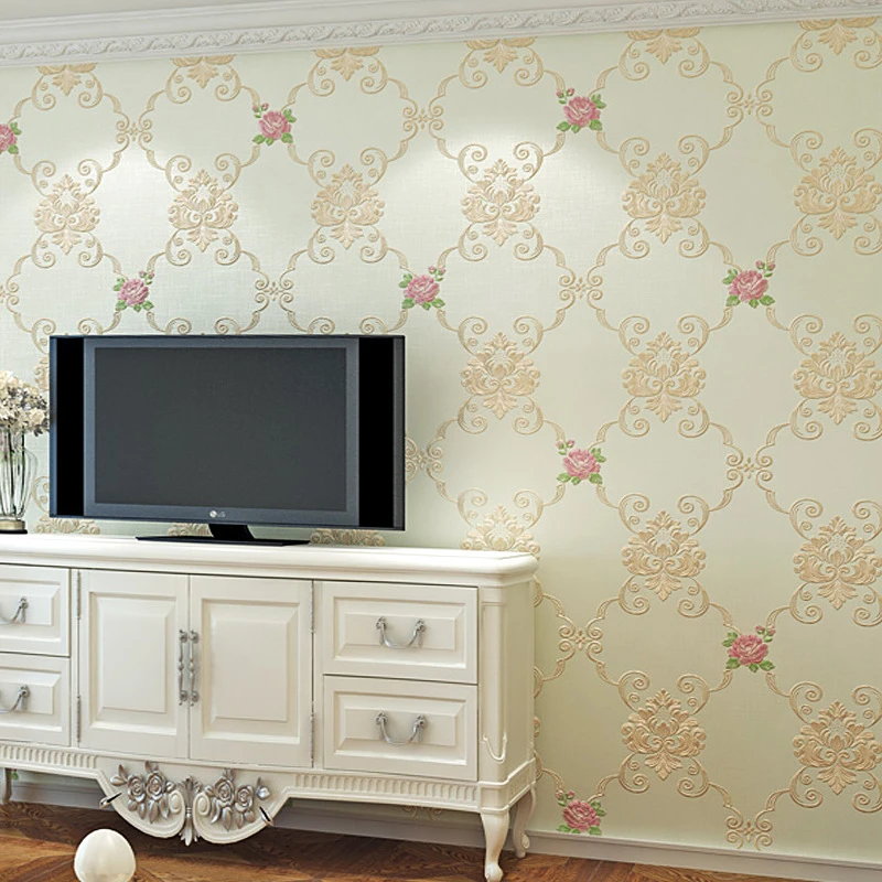 Embossed Small Floral Wallpaper Pastoral European Korean Style Fresh Warm Wall Mural For Bedroom Living Room Home Interior Decor