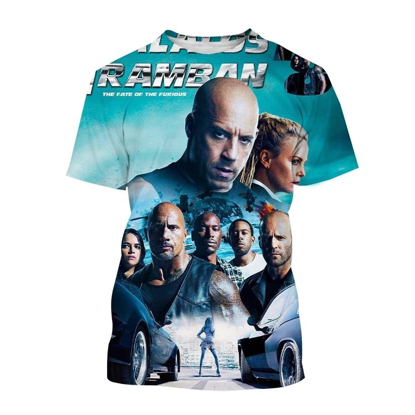 سريع وغاضب ثلاثية الأبعاد طباعة تي شيرت الرجال النساء الشارع عادية كم قصير تي شيرت المتضخم Harajuku Y2k بلايز تيز ملابس الاطفال