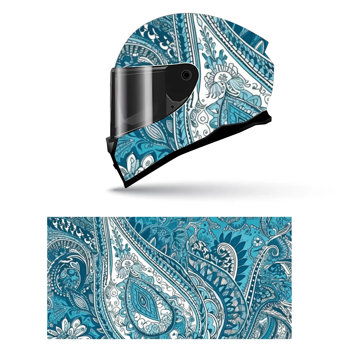 

Colorful Paisley Pattern Full Helmet Wrap Sticker Motorcycle Helmet Racing Graphic Decal Vinyl Wrap Helmet Decor Sticker