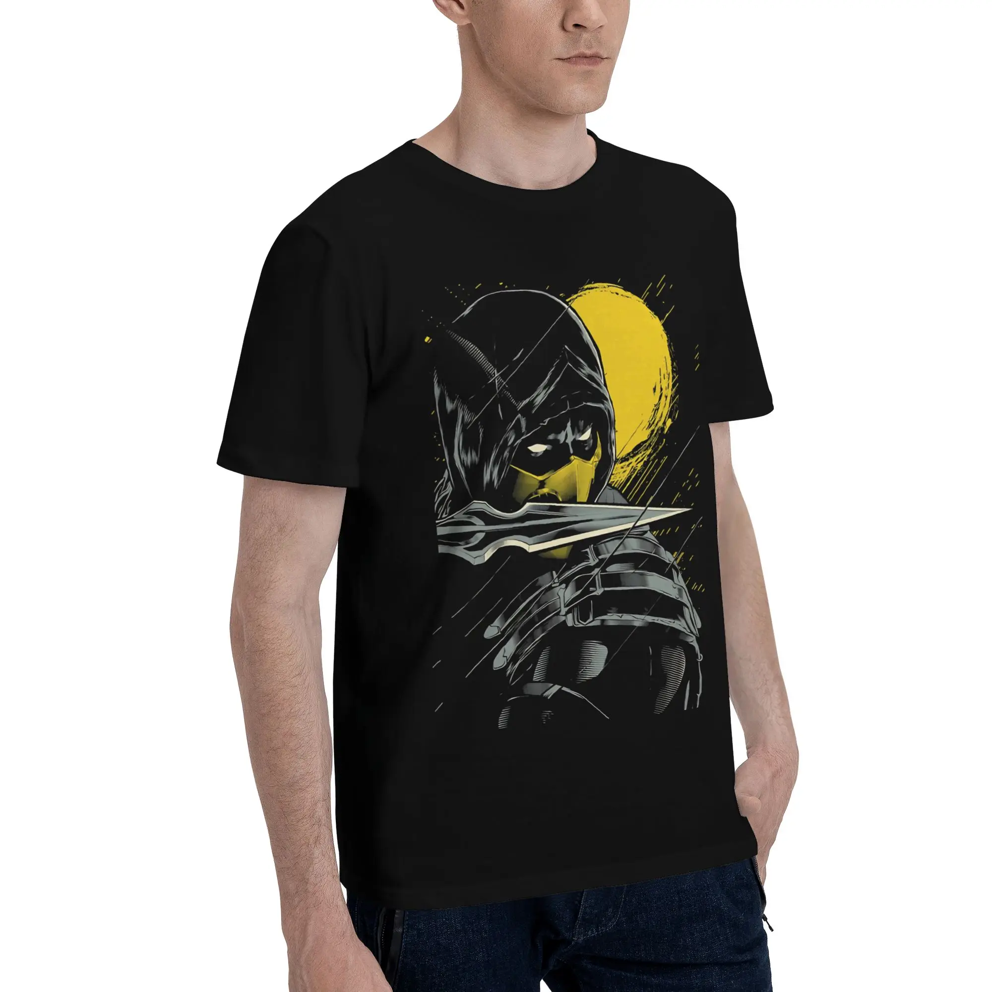 Scorpion Serious Ninja  Funny 100% Cotton T-Shirt Mortal Kombat Tops Tees For Men