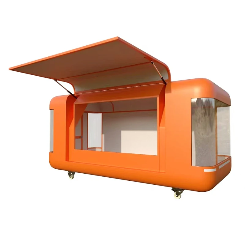 Premium Stainless Steel Food Trailer, Fully Equipped Kitchen Mobile Food Truck For Pizza, BBQ and Fast Food Commercial Vending