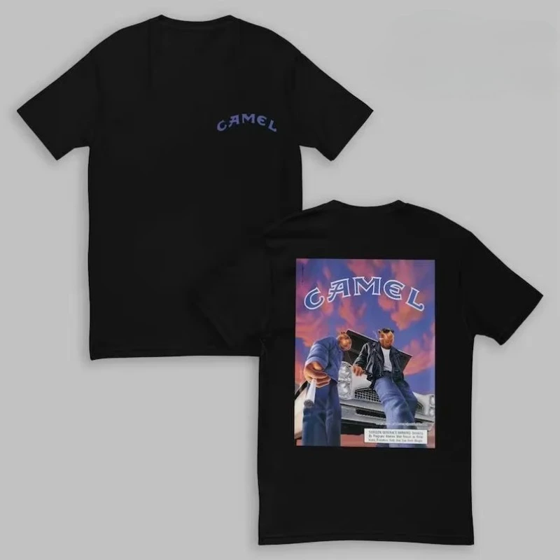 خمر الجمل الجرافيك الرجال النساء تي شيرت الجمل Motosport Crewneck سترة الجمل Motorsport القطن الصيف الجرافيك المتضخم المحملة