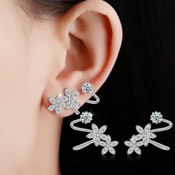 New Arrival Hot Sell Fashion Flower CZ Zircon 925 Silver Needle Ladies Stud Earrings Female Jewelry Gift Drop Shipping