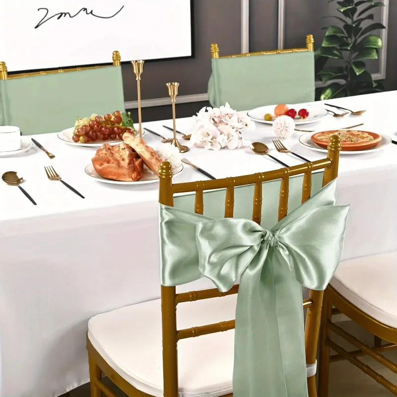 25pcs Wedding Banquet Ribbon Banquet Chair Back Ribbon Decoration Chair Back Flower Chairs Cover Bow Covers Dining Room