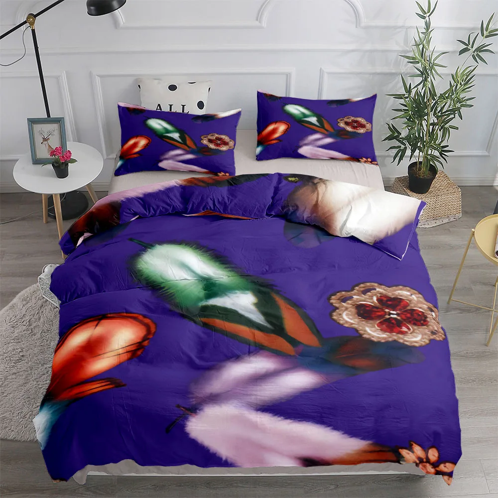 

Feather And Jewelry Duvet Cover Set King Queen Double Full Twin Single Size Bed Linen Set