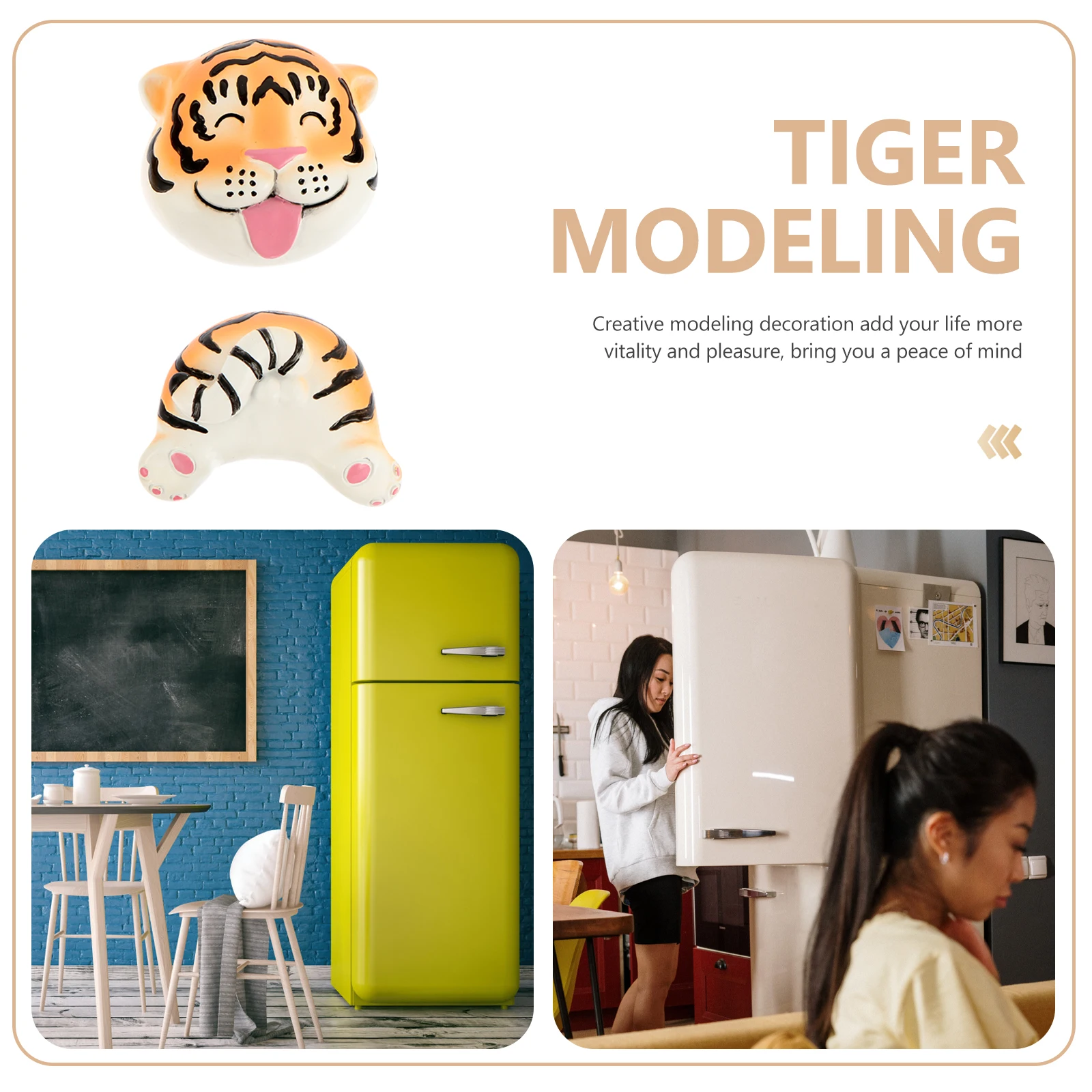 

2Pcs Tiger Refrigerator Magnet Cartoon Resin Magnetic Fridge Stickers Home Kitchen Decoration New Year Tiger Fridge Magnets