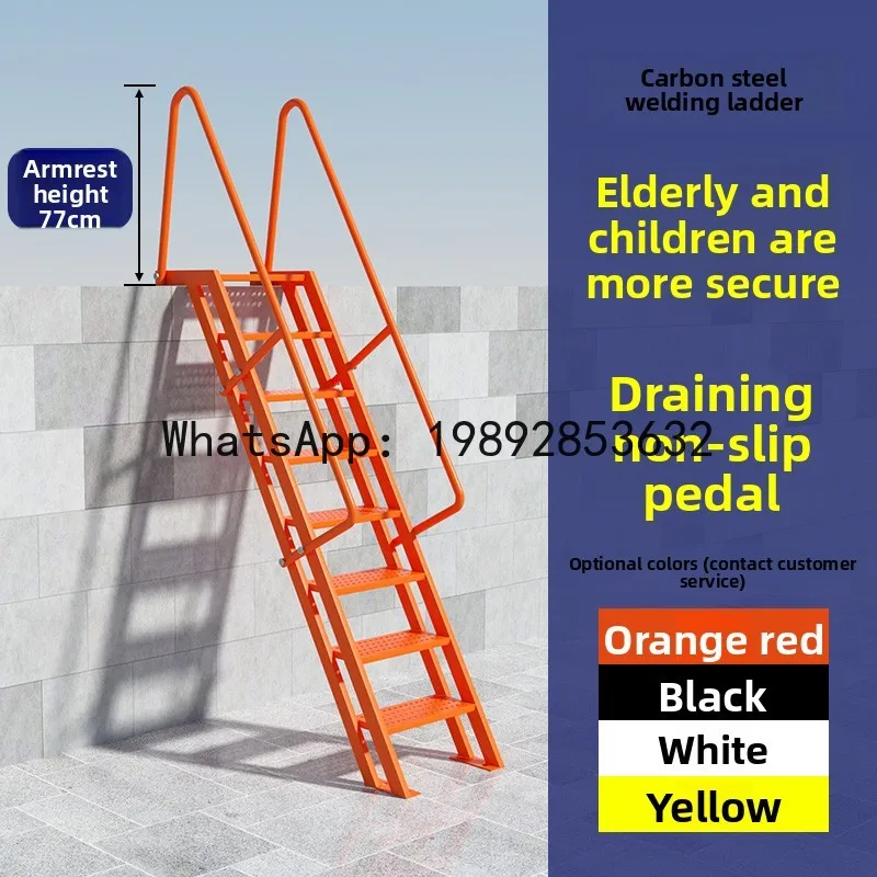 carbon steel welded stairs under the foundation pit on the roof anti-skid drain tread maintenance ladder fire stairs