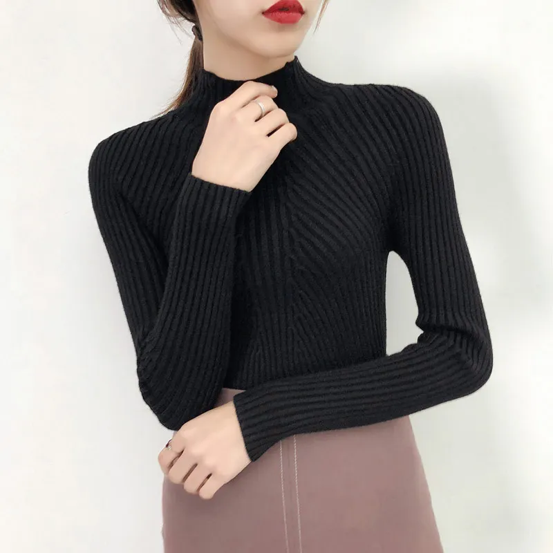 Autumn Winter Turtleneck Sweater Women Basic Slim Pullover Women Sweaters And Pullovers Knit Jumper Ladies Tops 2024