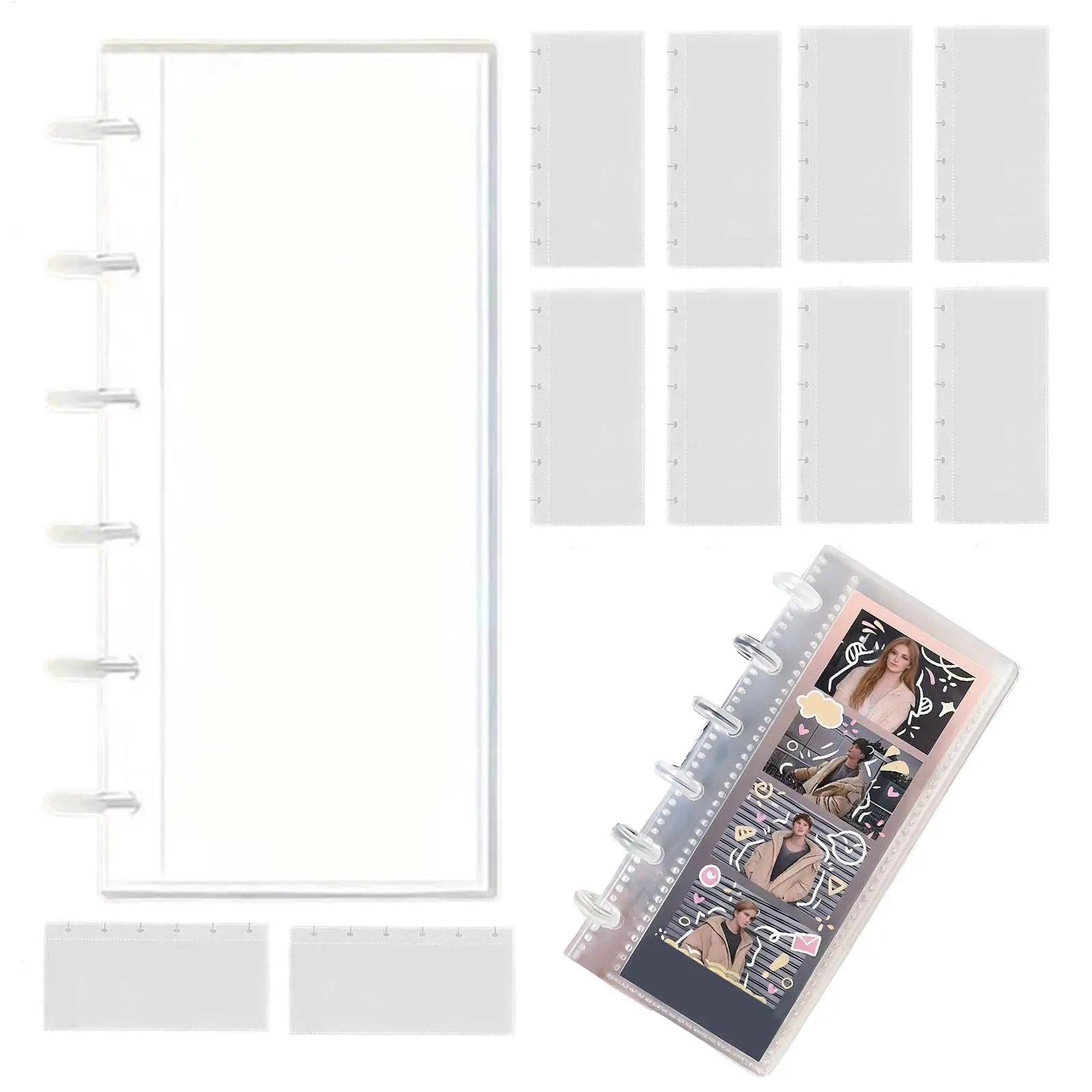 Transparent Photo Booth Album Frame 2x6 Inch Side Slide Photo Strip Holder Reusable Memory Keepsake For Party Event Souvenir