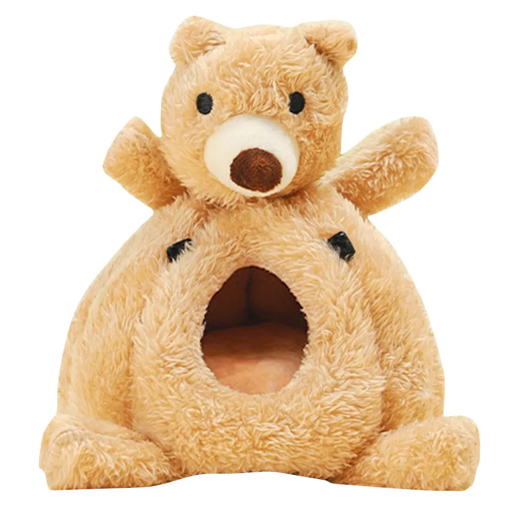 

1pcs Bear Head Cotton Nest For Small Pets Soft Hamster House, Warm Hideout Bed, Cute Animal Hut, Chinchilla Supply, Pet Nest Bed