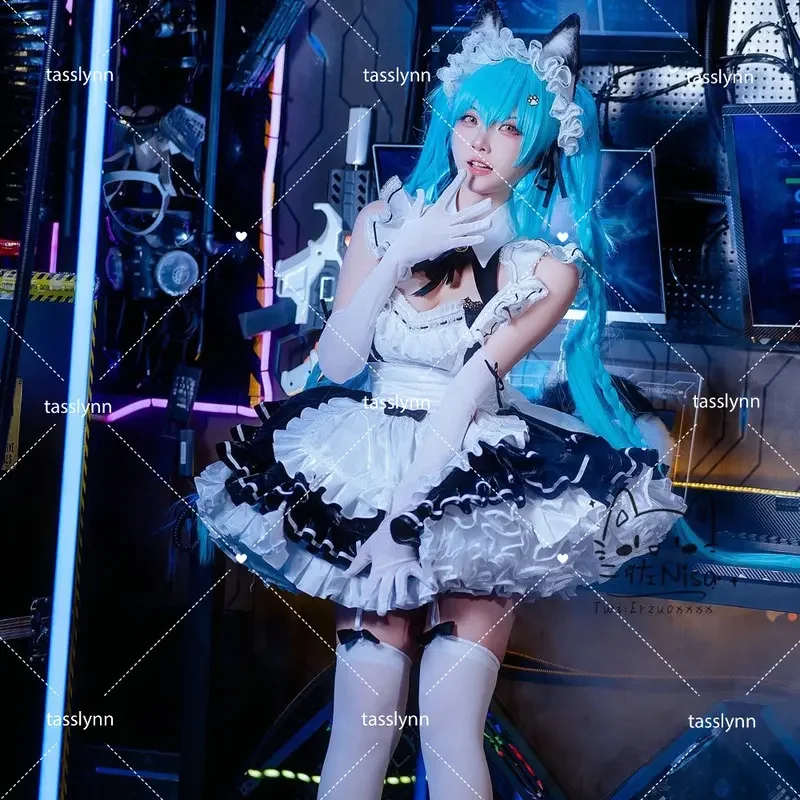 

Nickel Ke cosplay costume women privaty maid dress anime cosplay yours cat ears Halloween costumes black white maid cosplay