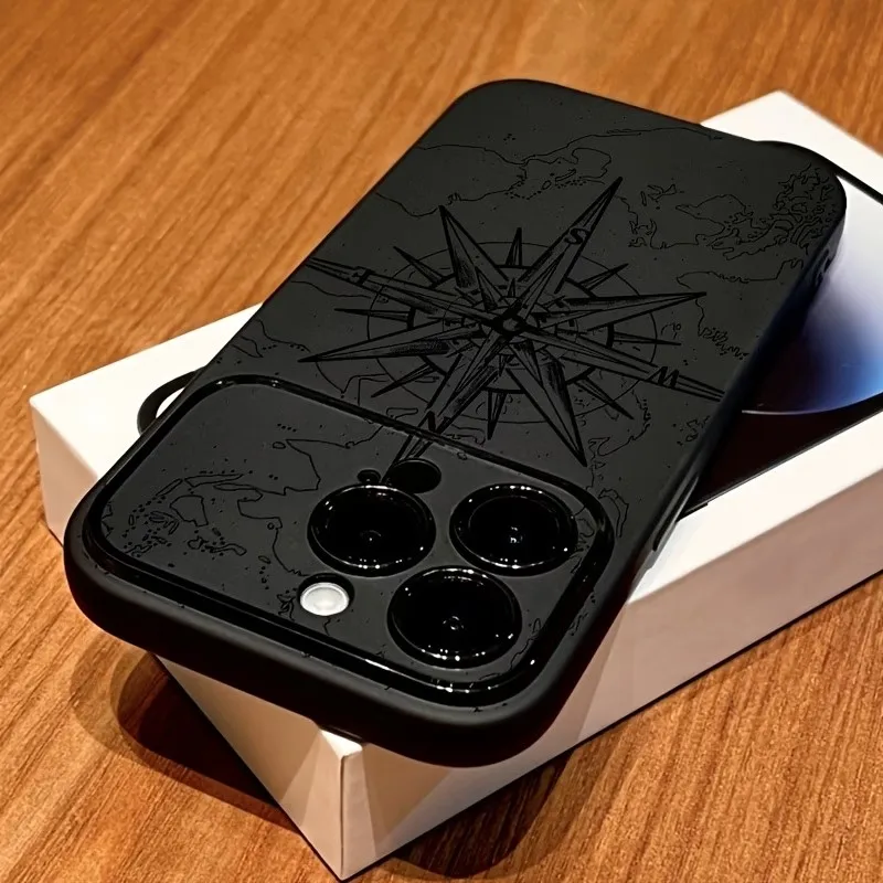 Kreative Kompass-Handyhülle für iPhone 17 16 15 11 12 14 13 Pro Max Mini XS X XR 7 Plus 17E Air Stoßfeste Silikonhülle Fundas