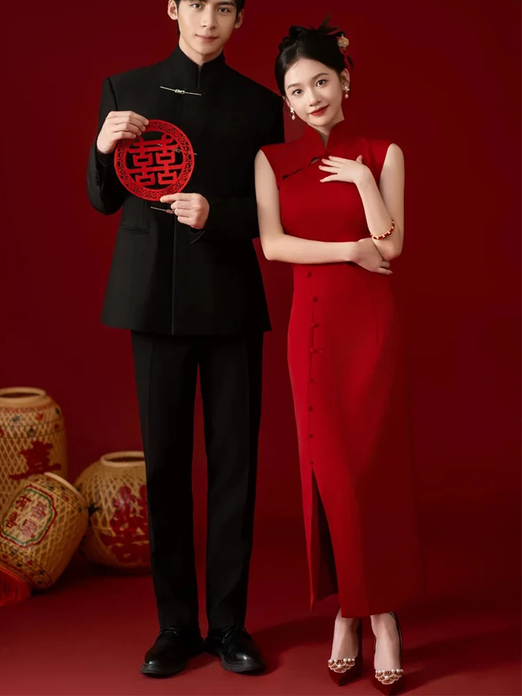 

Красная китайская свадебная/праздничная длинная юбка с завышенной талией, женская версия, улучшенная модель 2025 года