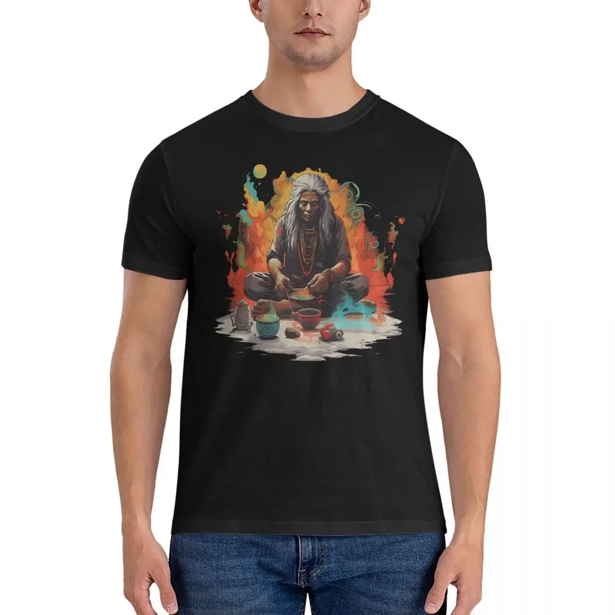 Men's Monkey Paradise - Ayahuasca Shaman T Shirts Ayahuasca Shaman 100% Cotton Clothes Funny Short Sleeve  Tee Shirt  T-Shirt