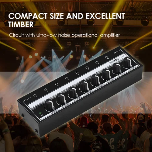 Imagen 2 del producto AMPLIFICADOR DE AURICULARES HA800, amplificador de Audio estéreo ultracompacto de 8 canales, amplificador de auriculares para grabación de Mezclador de música
