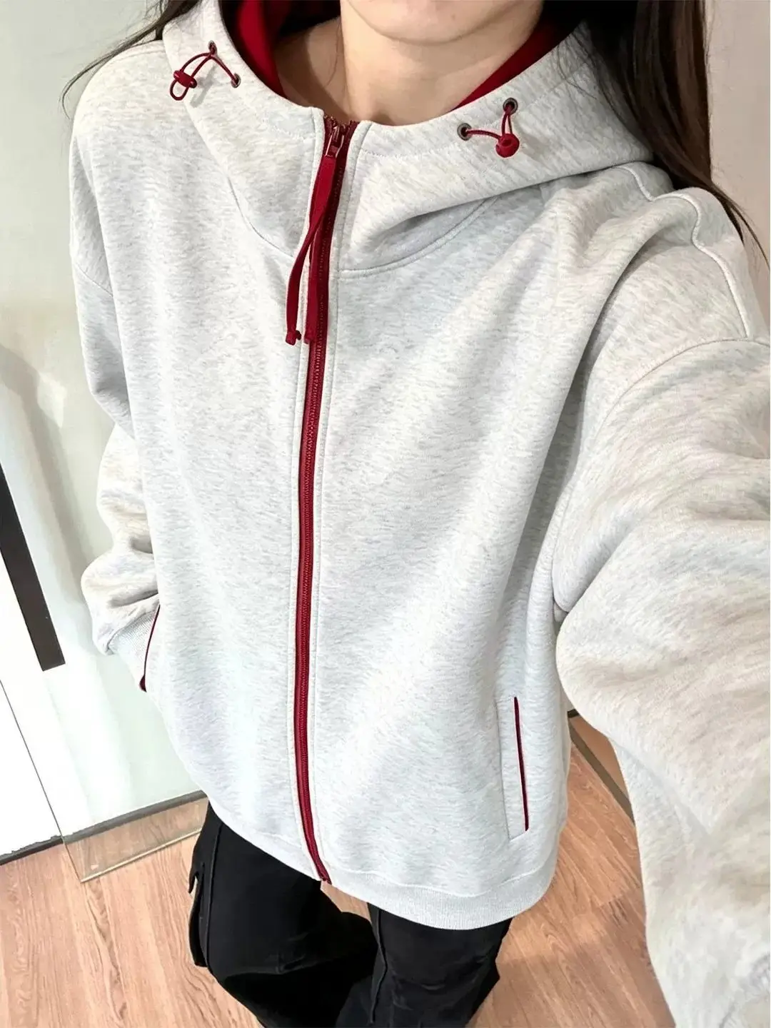 Cleanfit Zipper Hoodie Sweatshirt Unisex Oversize Casual Versatile Hooded Jacket Streetwear Style Long Sleeve Basic Color