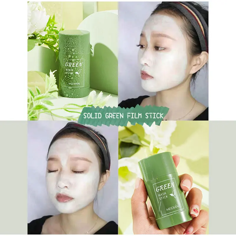 New Green Tea Solid Cleansing Mask Dispel Acne Blemish Mark Remove Blackhead Acne Smearing Mud Film Hydrating Moisturizing Mask