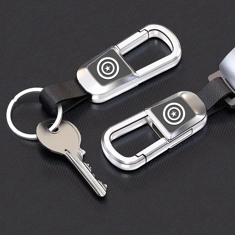 Captain America High-end Leather Car Key Chain Buckle Keyrings Holder for Citroen Dodge Jaguar MINI Cooper Volkswagen Honda BMW view 4