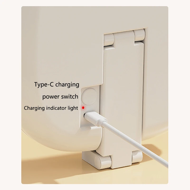 LED Foldable Travel Makeup Mirror Adjustable 3 Colors Light Cosmetic Mirrors 4K HD Touch Screen Dormitory Bedroom Desktop Mirror