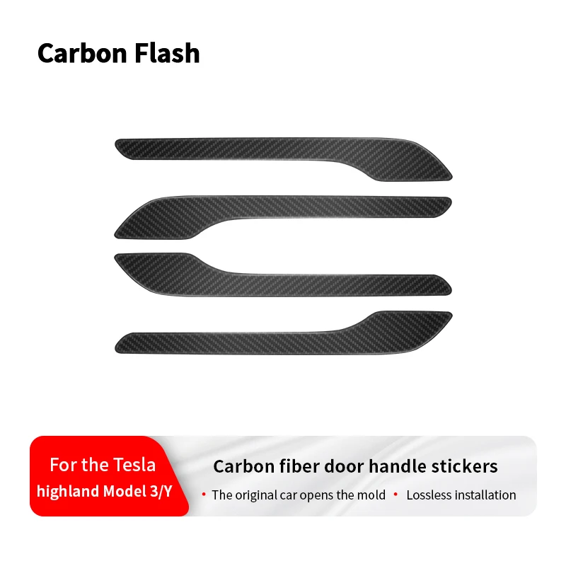 

Наклейки из сухого карбона Carbon Flash для Tesla Model 3/Y Highland 2025 года, для наружных дверных ручек, глянцевый карбон
