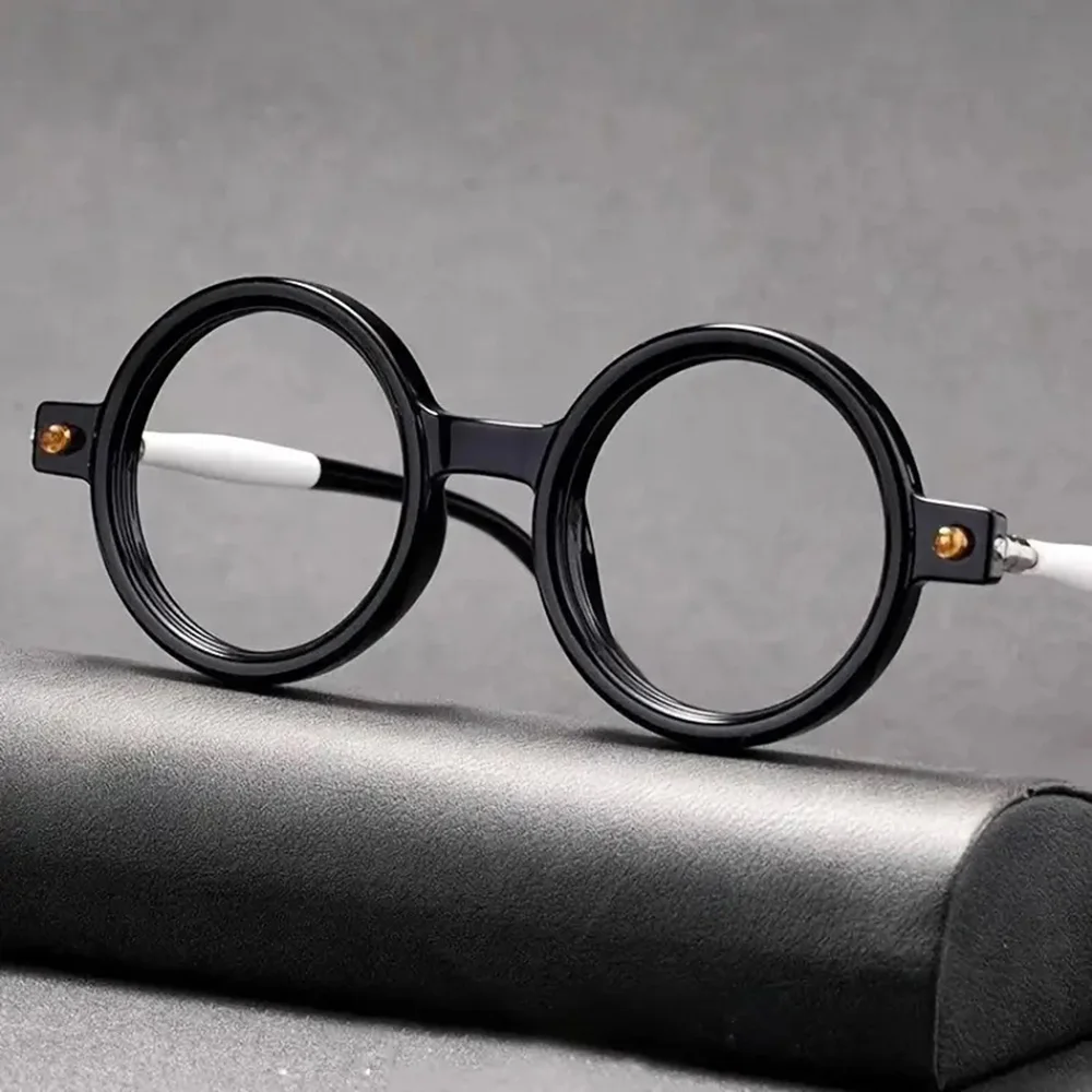 نظارات قراءة كلاسيكية مستديرة مربعة جديدة مضادة للضوء الأزرق إطار معدني نظارات متينة مريحة طويل النظر شحن سريع