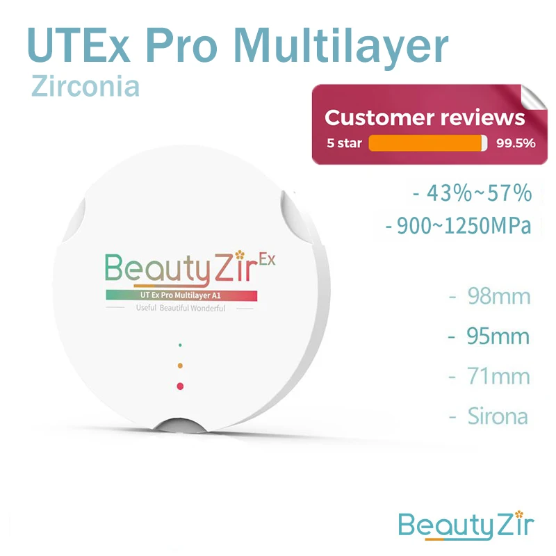 UTEx Pro Multilayer Extreme 95mm Best Aesthetic Effect Dental Zirconia Blocks For Dental Lab Zirkonzhan