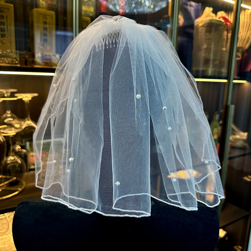 

Pearl Wedding Veil 30cm 60cm 90cm 110cm 140cm 160cm Bridal Veil With Comb Scalloped Edge Tulle Veil Wedding Bachelorette Party