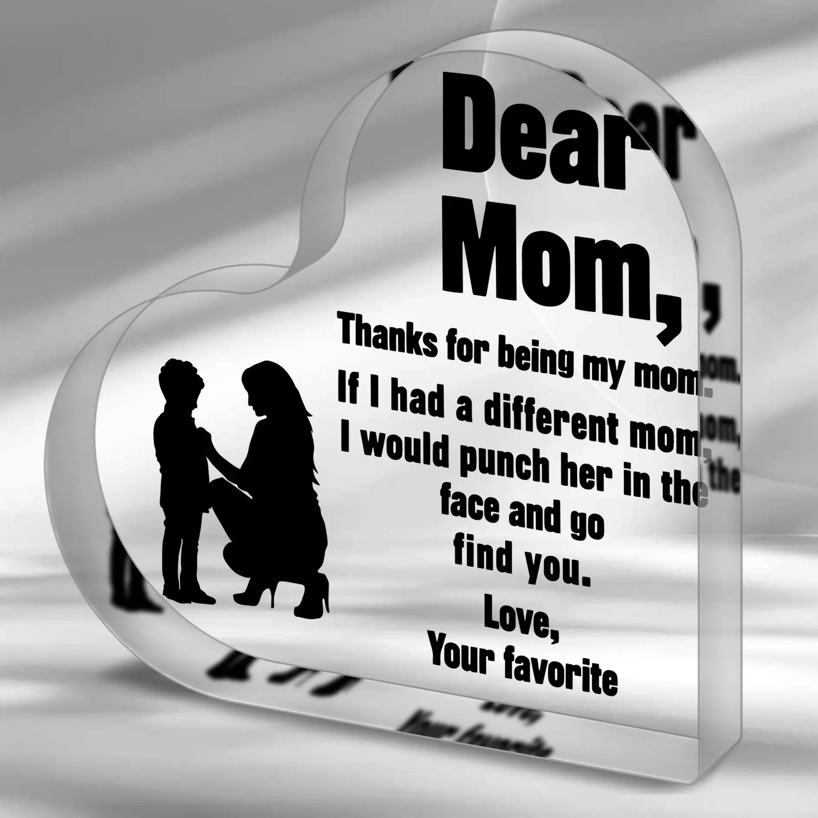 1pc Mom Birthday Gifts for Mom I Love You Mom Mothers Day Gifts Hug Heart Crystal Paperweight for Mom from Daughter Son