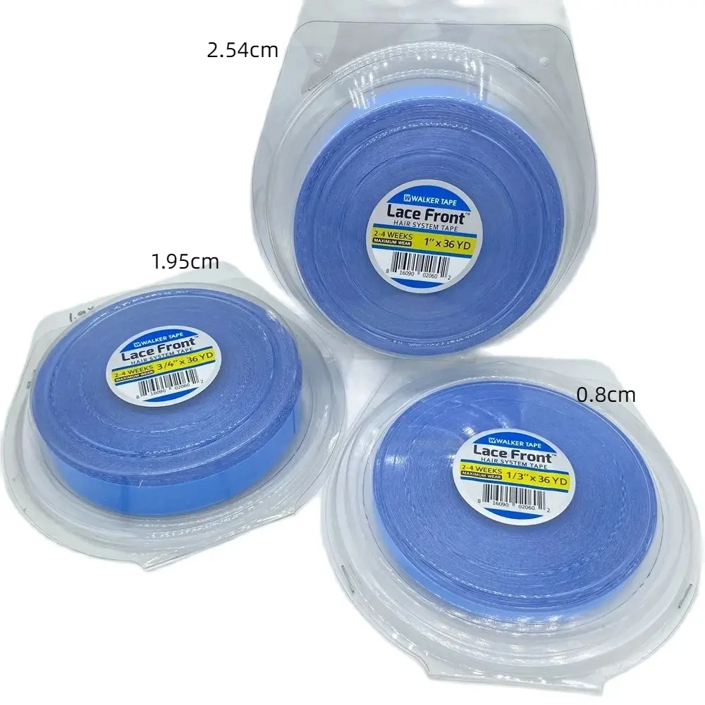 Alle mit Box, 0,8/1,95/2,54 cm Breite, blaues Spitzenfrontband, doppelseitiges Klebeband, Spitzenfrontband, Haarverlängerungsband – Detail 2