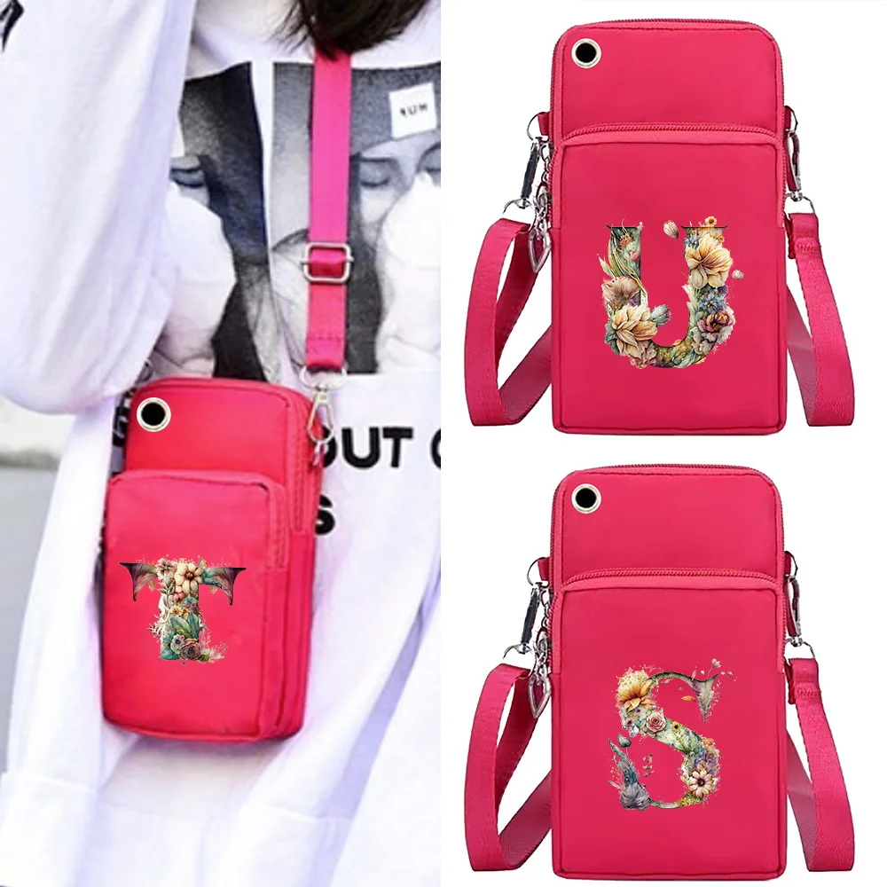 New Women's Slant Cell Phone Bag Small Crossbody Bag Women's Purse Canvas Cell Phone Purse Floral Series 2024 Fashion