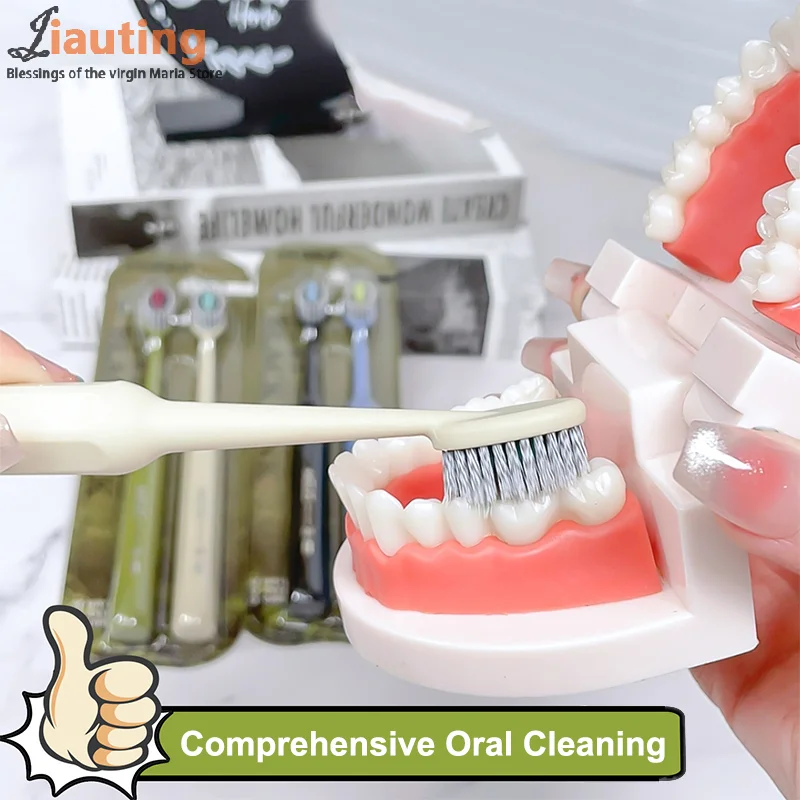 2 قطعة فرشاة أسنان تنظيف الفم فائقة النعومة فرشاة أسنان ذات شعيرات صلبة تنظيف عميق للبالغين تبييض الأسنان #6