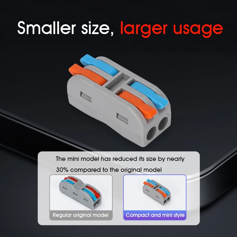 Mini Home Cable Terminals Blocks Fast Wiring Electrical Cable Connectors Push-in Compact Splitter Wire Terminals Junction Box