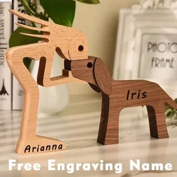 1PCS Free Personalized Custom Wooden Human and Dog Creative Craft Handmade Figurine Ornement Decor Gifts for Pet Home Decoration