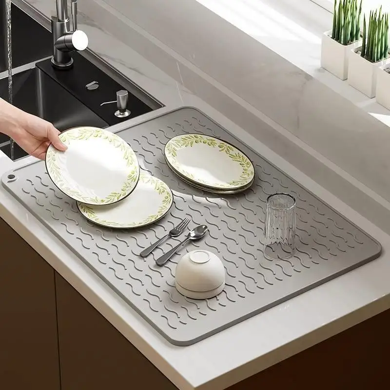 Anti-Slip Kitchen Cutting Board Pad Shock Absorption Sound Insulation Drainage Pad Square Silicone Mats Fixed Pad Silent
