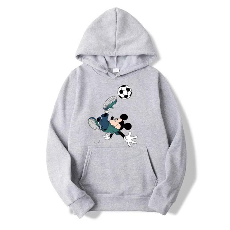

Men's Cartoon Autumn/Winter New Mickey Mouse playing soccer Casual Sports Hoodie Women's Street Fashion Couple street pullover