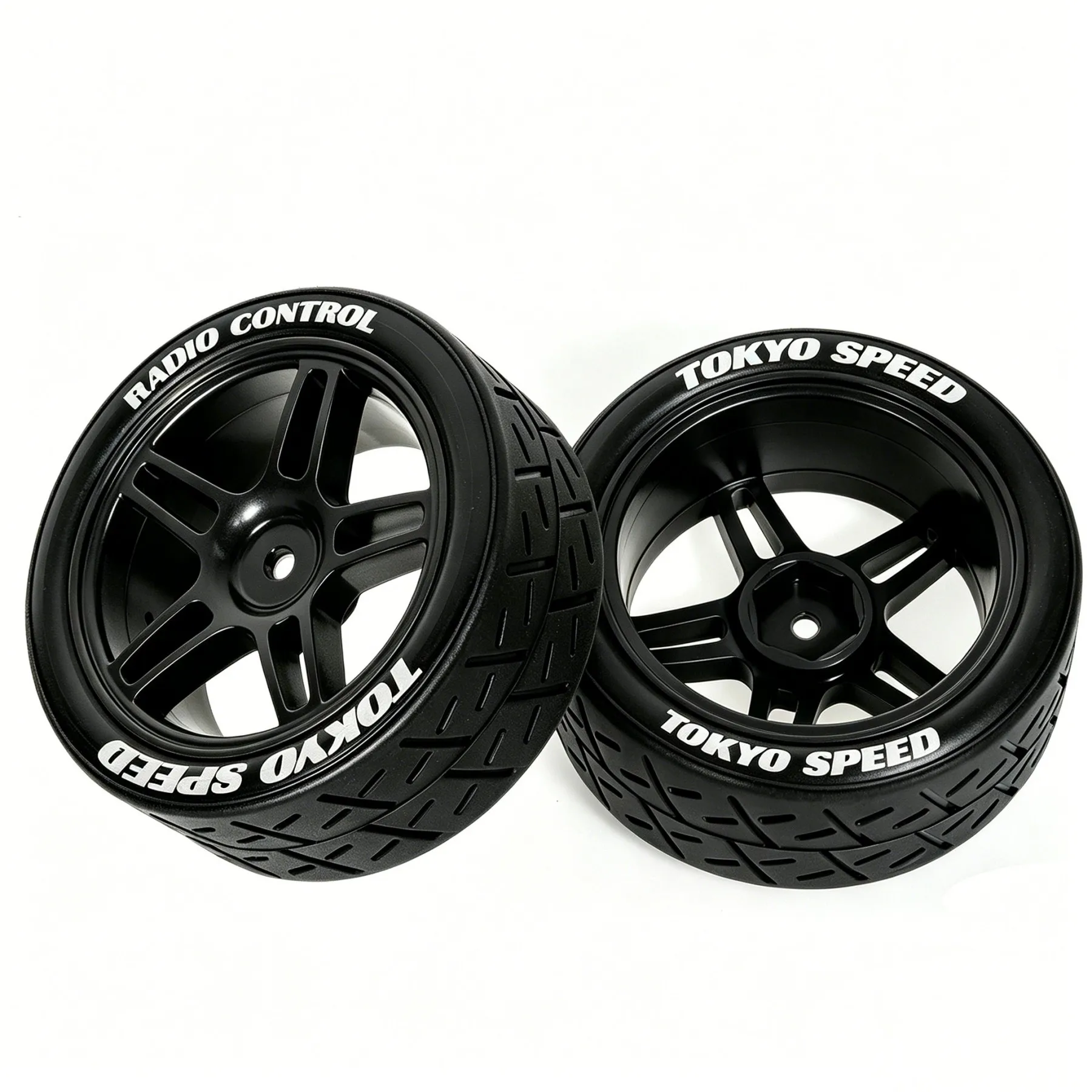 1/10 RC Rally Street Tires with Wheels 12mm Hex Hub Racing Tyres Fit for Tamiya HSP 94123 TT01 TT02  On Road Touring Car 4pcs
