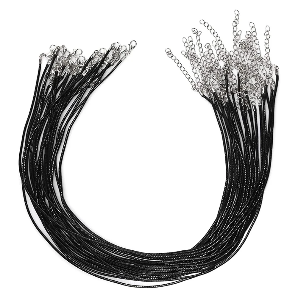 

CGS-24PCS Cord Necklace, 20 in Waxed Necklace Cords for Pendants, Black String Necklace with Clasp for DIY Jewelry Making