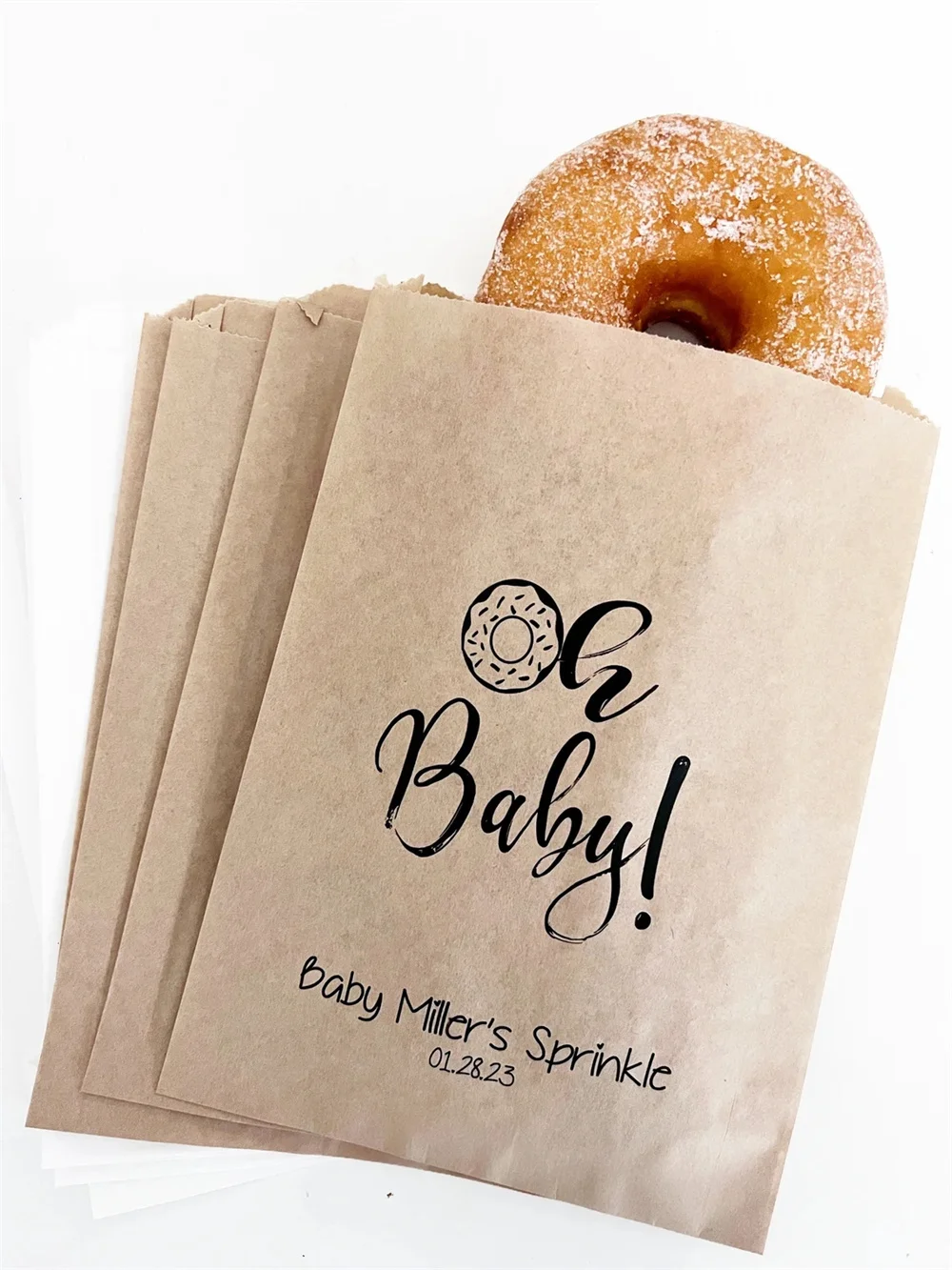 25pcs Oh Baby Donut Bags, Baby Shower Donut Favor Bags, Baby Shower, Grease Proof Donut Bags, Baby Sprinkle