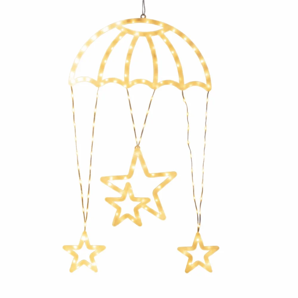 8 Modes of Lighting Parachute Star Lantern Pink Heart Usb Powered LED Christmas Parachute Lights Warm/Colorful Light Romantic