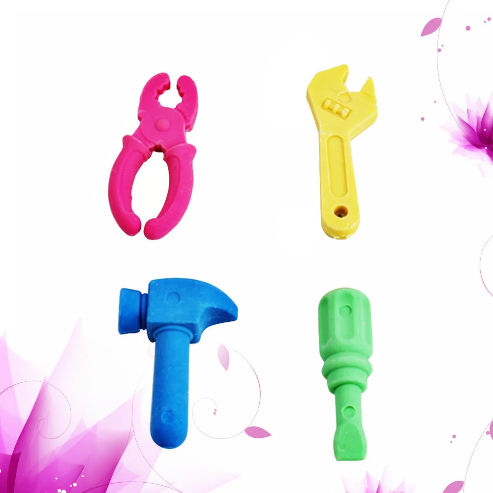 4Pcs Erasers Cartoon Tool Design Creative Stationery Perfect Gift School Supplies Classroom Rewards for Kids Students