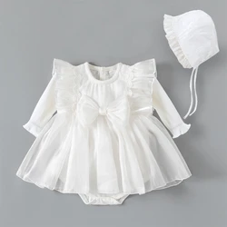 Big Bow Princess Baby Girl Dresses Spring Autumn Lace Baptism Christening Gown Dress Girls Clothes