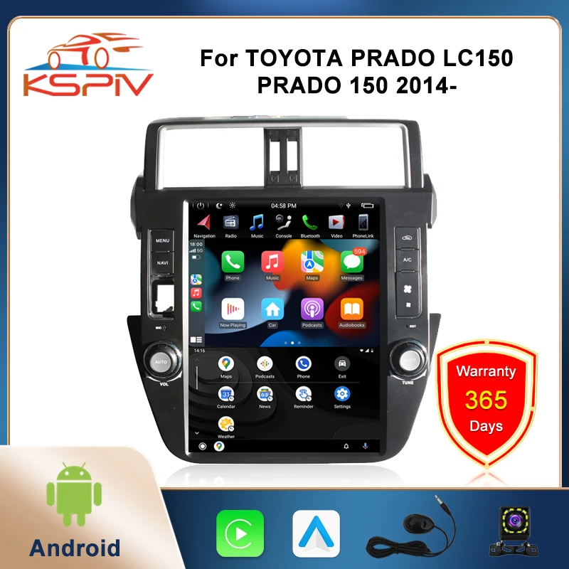 

KSPIV Android автомобильный радиоприемник Tesla Screen Carplay для Toyota Prado/LC150 2014-2020 in Dash GPS навигация 4G WIFI мультимедийный проигрыватель