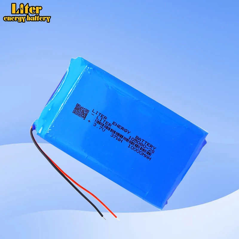 105080-2S 3.7V 10000mAh 37WH Li-Polymer Rechargeable Battery Lithium Battery Pack Red Black Cable For Electronic Equipment