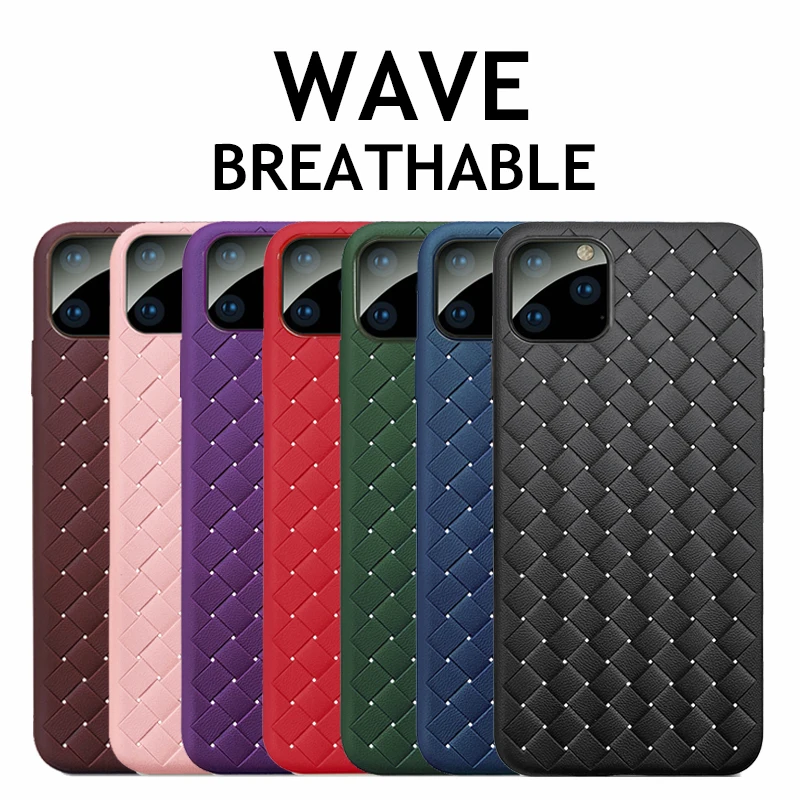 Breathable Mesh Case For iPhone 13 12 11 Pro X XS Max XR 12 Mini 6 6s 7 8 Plus Leather Weaving BV Grid Cover Silicone Funda